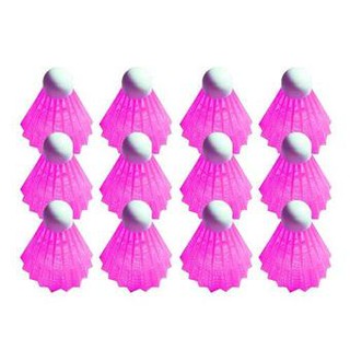 ลูกขนไก่ ลูกแบต ลูกแบด พลาสติก 12 ลูก / Shuttlecock 12 pcs / pink