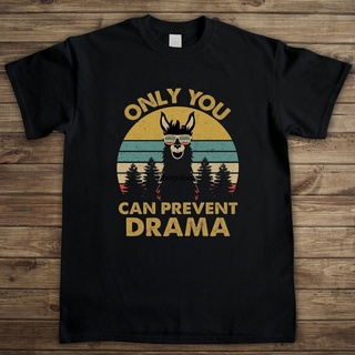 GILDAN ใหม่ เสื้อยืดแขนยาว ผ้าฝ้าย 100% พิมพ์ลาย Llama Gift Only You Can Prevent Drama สไตล์วินเทจ ของขวัญวันหยุด สําหรั