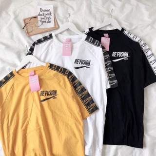 เสื้อยืดโอเวอร์ไซส์ ลาย แถบ Refusion