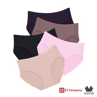 Wacoal Panty ทรง Bikini ขอบเรียบ สีดำ-เบจ-น้ำตาล-ชมพู-ม่วง (5 ตัว) กางเกงใน ผู้หญิง วาโก้ บิกินี่ รุ่น WU1M01 WU1C34