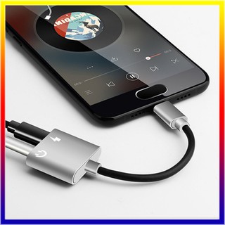 2 in 1 Type-c อะแดปเตอร์สายเคเบิ้ลชาร์จแบต USB และ Jack AUX Audio