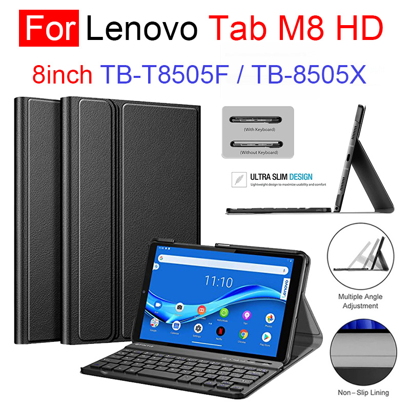 Keyboard Case For Lenovo Tab M8 HD TB-8505F TB-8505X PU Leather Stand Cover  with Magnetically Detachable Wireless Keyboa | Shopee Thailand