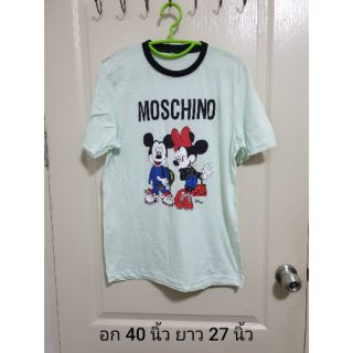 Moschino เสื้อยืด สีเขียวมิ้น มือ 1 เสื้อลายการ์ตูน