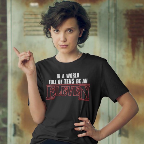 Stranger Things Eleven เสื้อยืดแขนสั้นผ้าฝ้าย 100 %