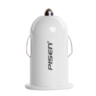 PISEN อะแดปเตอร์ชาร์จไฟในรถยนต์ iCar Charger USB 5 โวลล์ 1000mA ขาล็อคแบบสปริงเพื่อการยึดเกาะช่องเสียบบุหรี่ในรถยนต์-ขาว