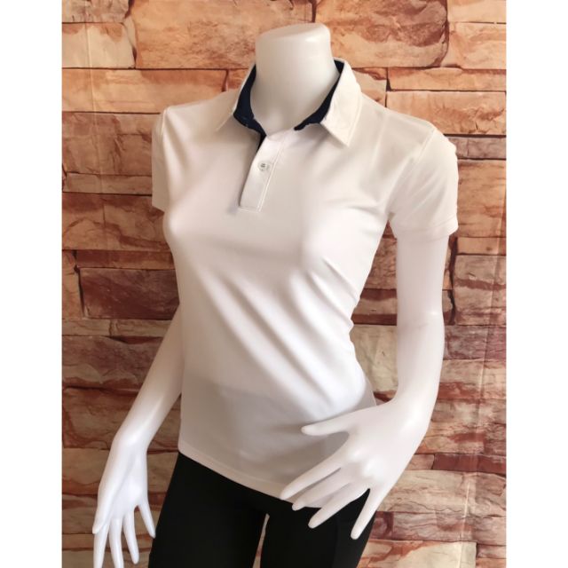 💡(ลดสูงสุด40.- ใช้โค้ด M3QGKP) PL102 สีขาว เสื้อโปโลผู้หญิงปกเชิ๊ต ผ้าไมโคร ตัดแต่งสาปเสื้อและฐานปก 