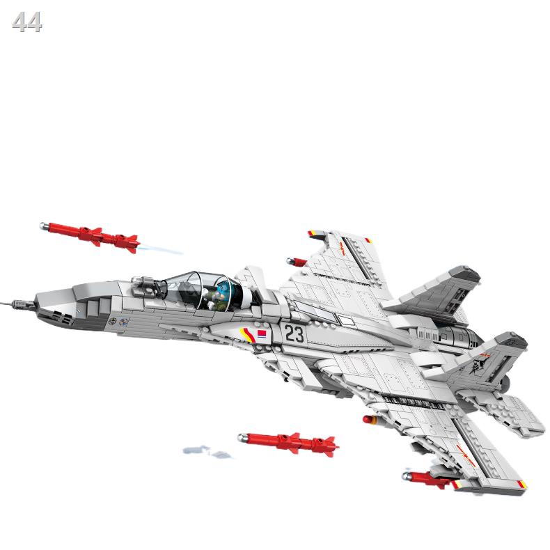 ☋❏Lego Building Blocks ประกอบทหาร Series เครื่องบิน J-15 เครื่องบินบรรทุกรุ่น Boy Fighter ของเล่นเครื่องบินรบ