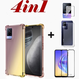 4-in-1 Samsung Galaxy A32 A33 A52 A53 A04S A23 9D กระจกนิรภัยกันรอยหน้าจอ กันกระแทก ซิลิโคน TPU เคส + HD ใส เลนส์กล้อง ฟิล์มกระจก นิ่ม 3D คาร์บอนไฟเบอร์ ฟิล์มด้านหลัง