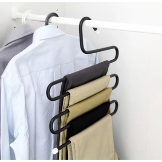 Naju ไม้แขวนกางเกง สแตนเลส ที่แขวนกางเกง 5 ตัว pants rack สำหรับกางเกง ผ้าพันคอ เนคไทล์ ประหยัดพื้นที่ ภายในตู้เสื้อผ้า