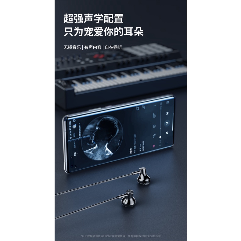 WK YC01 หูฟังอเนกประสงค์ คุณภาพเสียงดี มีสองพอร์ต AUX 3.5mm และ Type-C มีไมค์ในตัว ฟังเพลง ปรับระดับเสียงได้