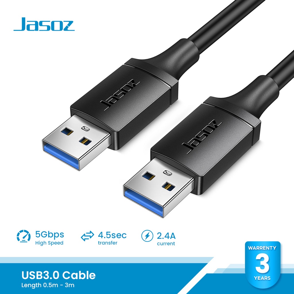 ซื้อ Jasoz สายUSB3.0 Cable เชื่อมต่อง่าย ส่งสัญญาณไว ความยาวสาย 0.5เมตร - 3เมตร