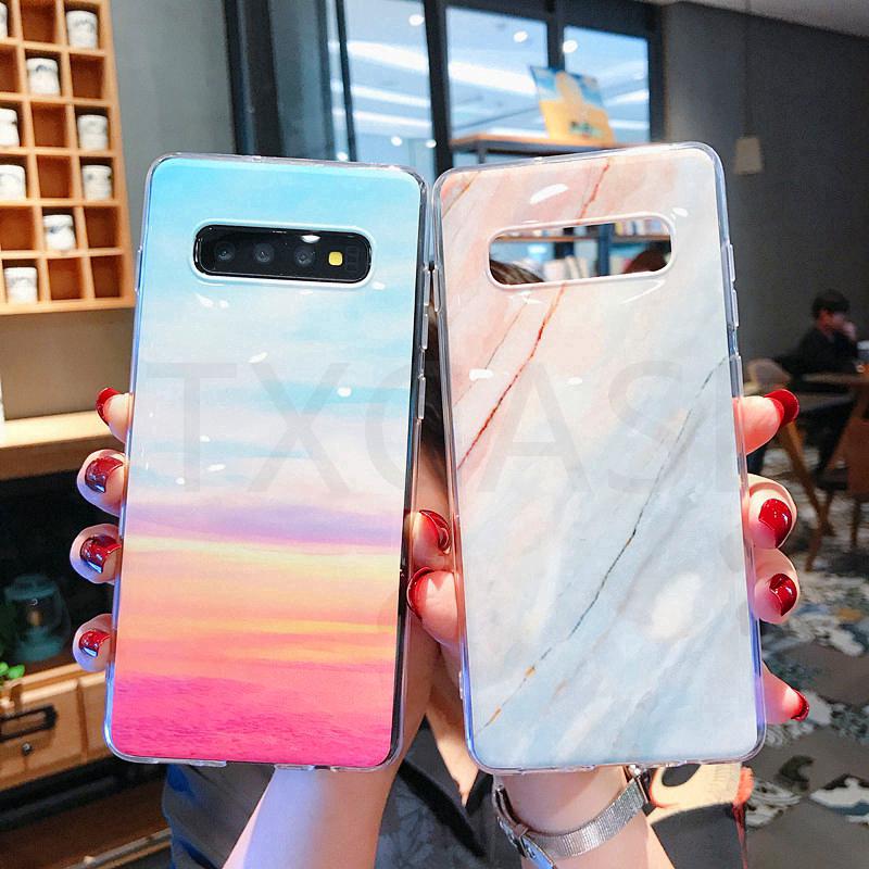 เคสโทรศัพท์มือถือลายหินอ่อนสำหรับเคสมือถือป้องกันรอยสําหรับ Samsung Galaxy S 10 Plus S9 Plus S8 Plus S 10e S 7 Edge