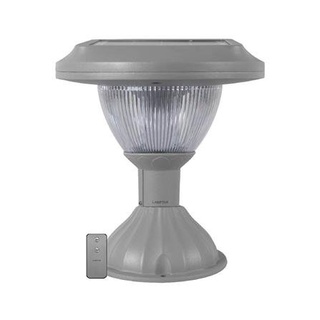 [พร้อมส่ง] HomeDoDee ไฟหัวเสา SOLAR LAMPTAN DORIC 6 วัตต์ WARMWHITE สีเทา ไฟ Solar Cell โซลาเซลล์