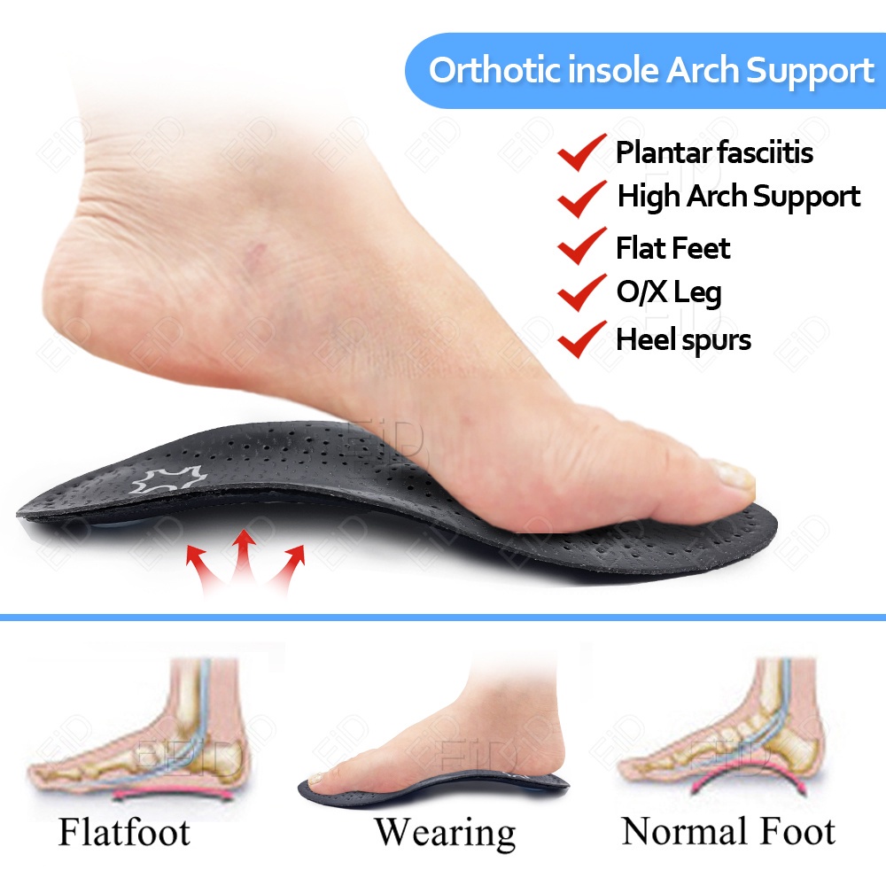 ใหม่ Arch สนับสนุน 25 มม. Orthotic Insoles หนังสีดํา orthotics สําหรับเท้าแบน O/X ขาแก้ไขรองเท้า Sole insert pads หนังระงับกลิ่นกาย Breathable ใส่ - รูปที่ 2