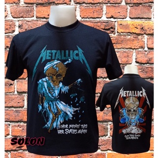 เสื้อวง Metallica วงร็อค ไม่มีตะเข็บข้าง คอฟิต ป้ายUSA เสื้อวินเทจ เสื้อทัวร์ วงร็อคต่างประเทศ