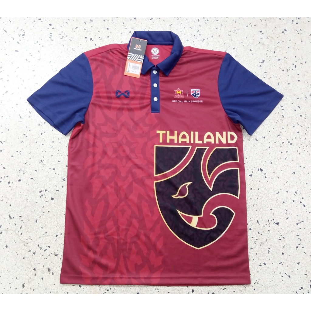 ของแท้ เสื้อโปโล คอปก Polo Shirt ช้างศึก ฟุตบอลทีมชาติไทย M-150 X Warrix พรีซีซั่น สีแดงกรม 2022 ของใหม่ป้ายห้อย