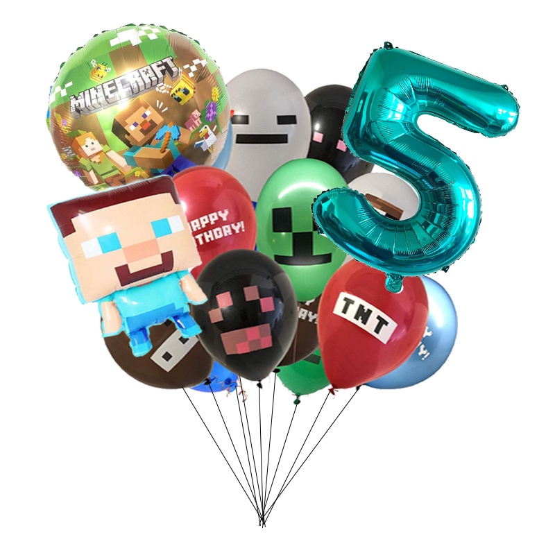 ลูกโป่งฟิล์มอลูมิเนียม Minecraft สําหรับเด็ก 0-9 27 ชิ้น