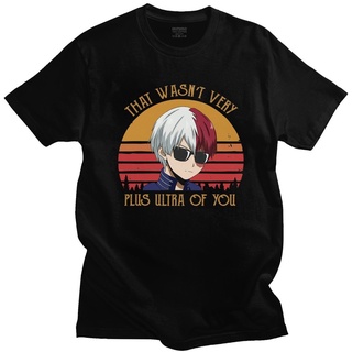 [S-5XL] เสื้อยืดแขนสั้น ผ้าฝ้าย 100% พิมพ์ลาย My Hero Academia Shoto Todoroki สไตล์เรโทร สําหรับผู้ชาย