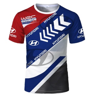 Wrc เสื้อยืดลําลอง แขนสั้น พิมพ์ลายรถแข่ง Hyundai 3D โอเวอร์ไซซ์ แนวสตรีท แฟชั่นสําหรับผู้ชาย และผู้หญิง