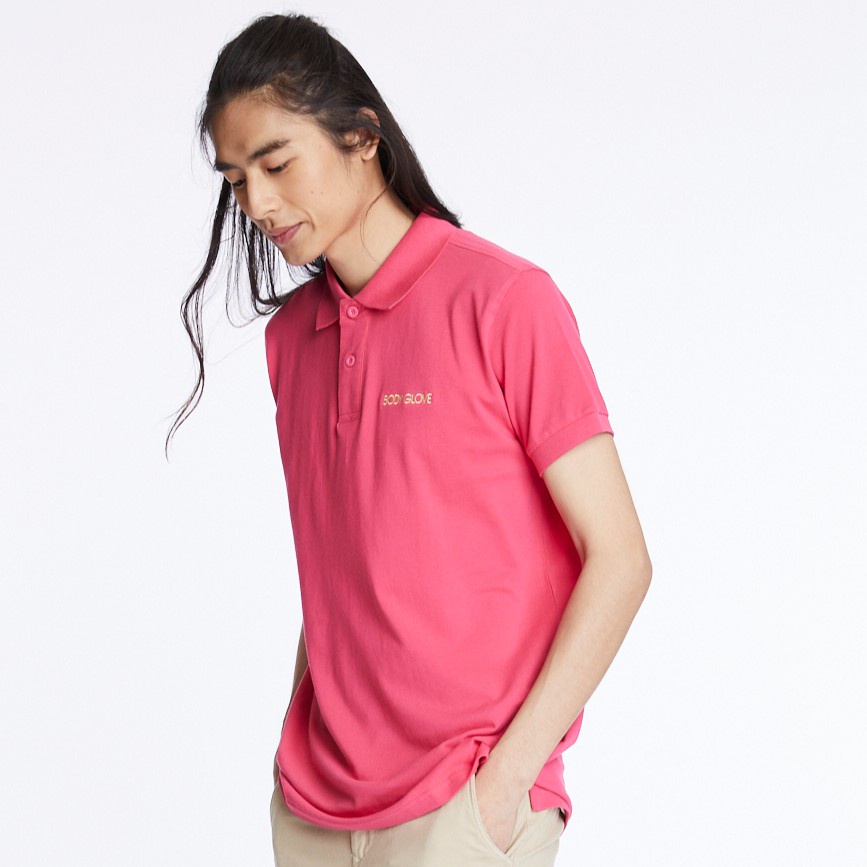 ทนทาน✧BODY GLOVE Men's Basic Polo - Pink เสื้อโปโล ผู้ชาย สีชมพูเข้ม-35