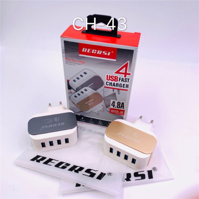 RECRSI CH-43 สายชาร์จพร้อมปลั๊ก 4 USE Charger Set Fast Charging 4.8A