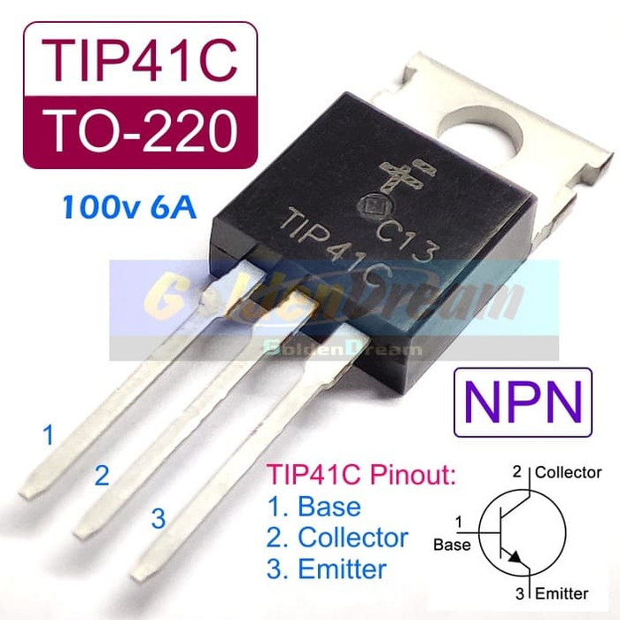 TIP41C ทรานซิสเตอร์พลังงาน NPN TO-220 100V 6A TIP 41 41C TIP41