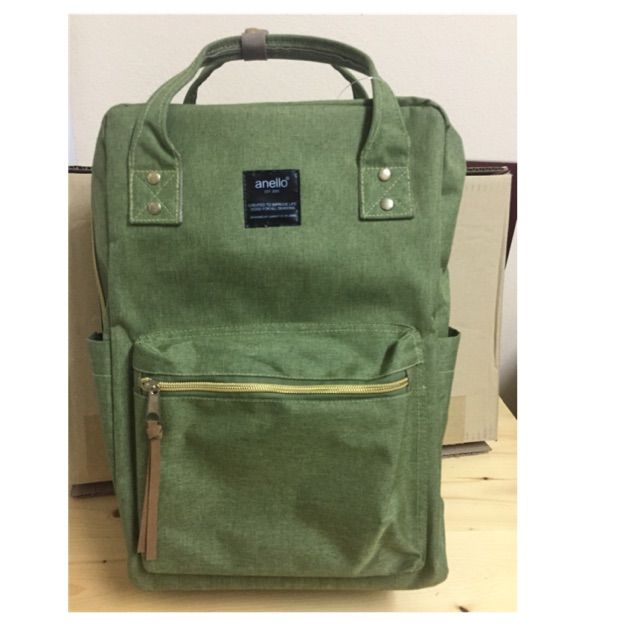 ANELLO กระเป๋าสะพายหลัง สีเขียวขี้ม้า (สินค้าใหม่)