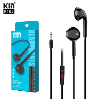 หูฟัง Kin 102มีไมค์และปุ่มรับลดเสียง เบสแน่น หูฟังสมอลทอร์ค small talk aux 3.5 mm.