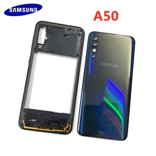 สําหรับ Samsung Galaxy A50 2019 A505 A505F A505DS เคสกรอบกลาง + ฝาครอบแบตเตอรี่ ฝาหลัง + เลนส์กล้อง