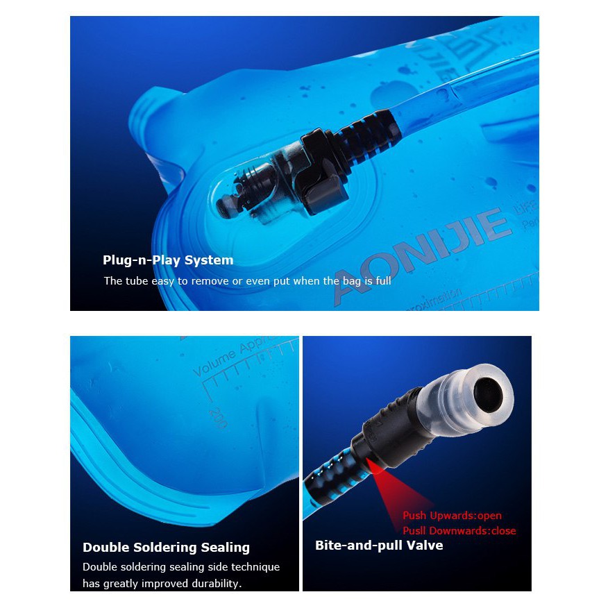 AONIJIE Water Bladder SD16/SD62 ถุงน้ำพกพา (สีฟ้า) ขนาด 1.5 L, 2L TPU รุ่น SD16/SD62 ของแท้ 100% ราคา ถูกที่สุด ดีลบีเคเค แกลเลอรีภาพที่ 6