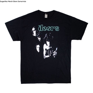 คอลูกเรือเสื้อยืดคอกลมเสื้อยืด พิมพ์ลายวง THE DOORS LIGHT - Lผ้าฝ้ายแท้