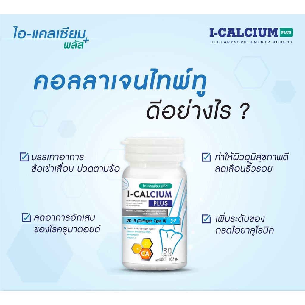 ไอแคลเซี่ยม พลัส ผลิตภัณฑ์เสริมอาหาร บำรุงกระดูก ข้อต่อ บรรจุ 30 แคปซูล