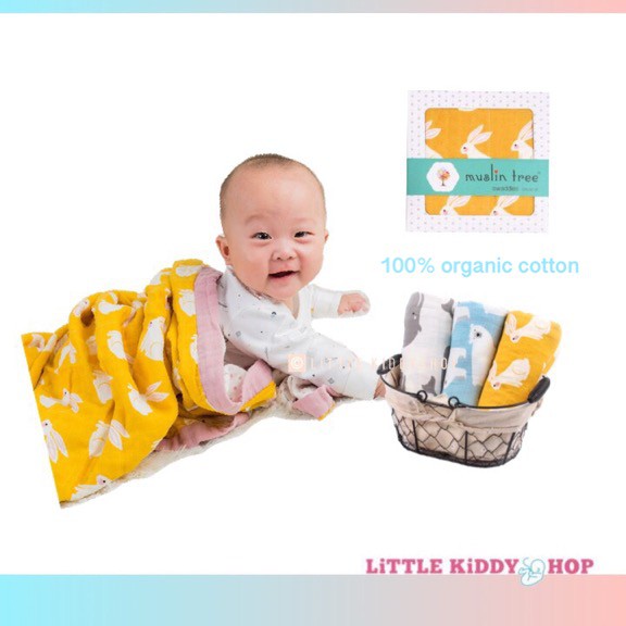 ผ้าห่มเด็กมัสลิน​ ทอ 4 ชั้น คอตตอน100% แบรนด์ Muslin Tree Organic Cotton Baby Swaddle Four Layers [G