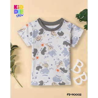 KiddeeCrew เสื้อแขนสั้นเด็กสีขาวหมีเทา White bear cream shirt  เหมาะสำหรับอายุ 1-3 ปี