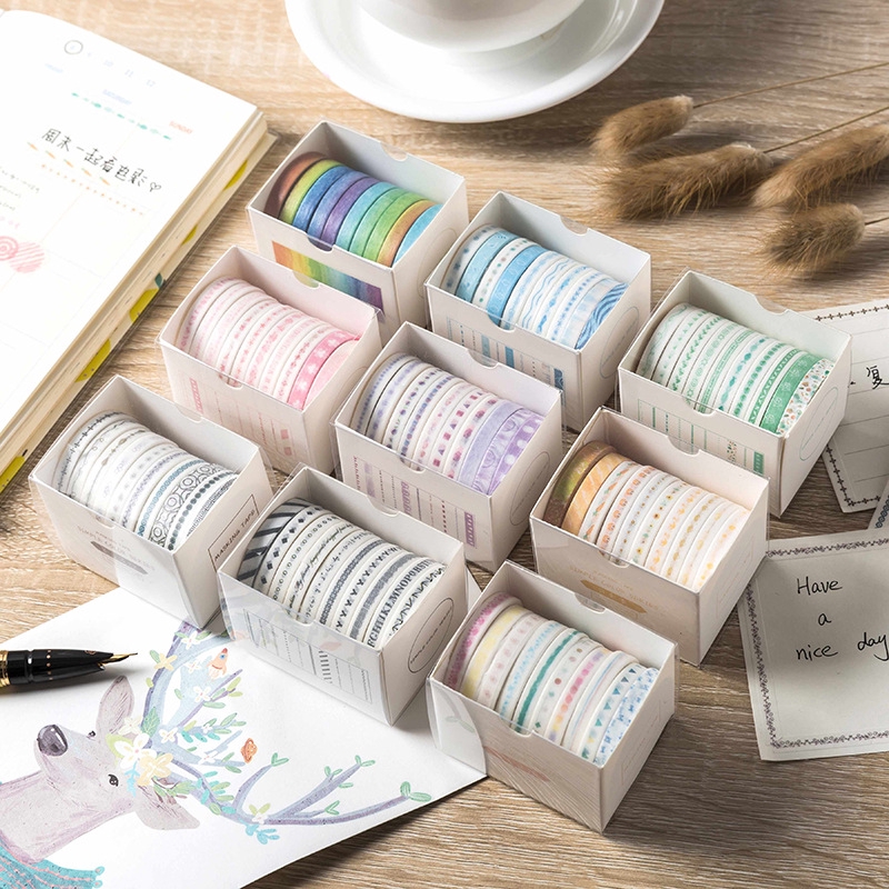 (ต่อกล่อง / 10 ชิ้น) เทปสติกเกอร์บัญชีมือนักเรียน diy