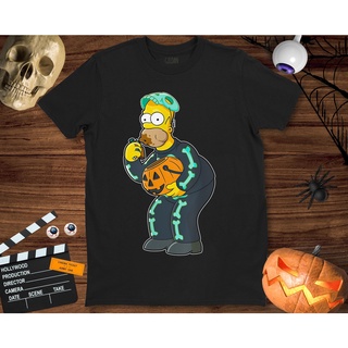 เสื้อยืด พิมพ์ลายสยองขวัญ Homer Simpson เหมาะกับของขวัญวันฮาโลวีน สําหรับผู้ชาย