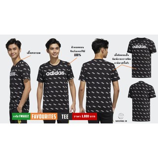 👕เสื้อยืดผู้ชายยี่ห้อ adidas รุ่น Favourites T-Shirt สีดำ ลายกราฟฟิคตัวหนังสือ adidas รหัส FM6022 ราคา 900 บาท