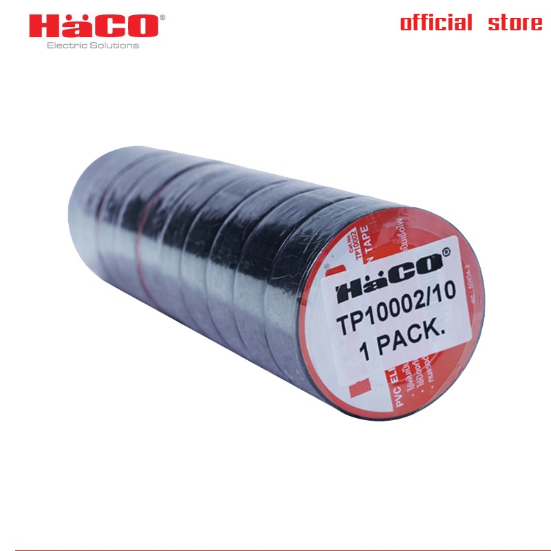 [แพค10ม้วน] HACO เทปพันสายไฟ PVC ยาว 10 เมตร รุ่น TP10002/10
