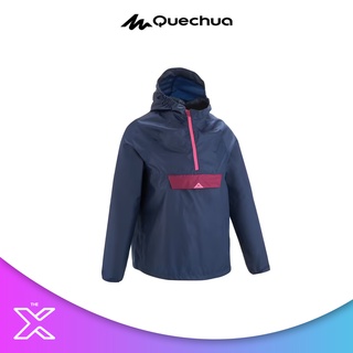 QUECHUA เสื้อแจ็คเก็ตกันน้ำสำหรับเด็กอายุ 7-15 ปีใส่เดินป่ารุ่น MH100 (สีกรมท่า/ชมพู) 8558839