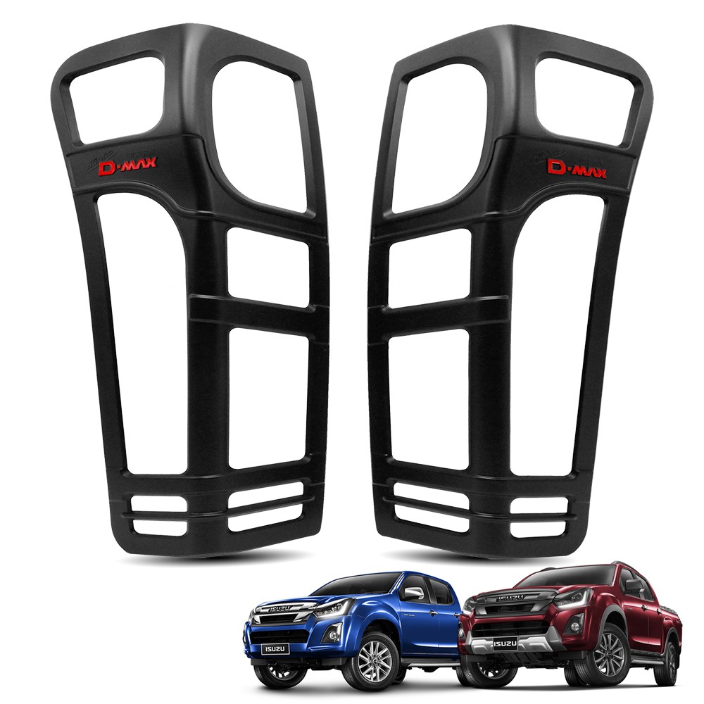 ครอบไฟท้าย โลโก้แดง รุ่น 2/4 ประตู สีดำด้าน สำหรับ Isuzu D-Max 1.9 Blue Power 4x2 4x4 Facelift ปี 20