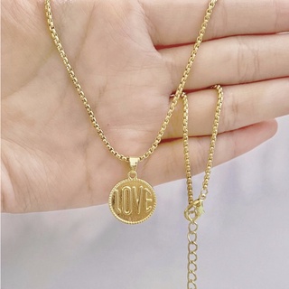 สร้อยคอจี้เหรียญ LOVE Round Charm Coin Necklace