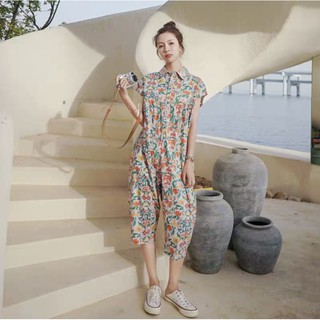 🌼🌸Jumpsuit 🌸🌼จั้มสูทแขนกุด ขาห้าส่วน กระดุมหน้ามีกระเป๋า2ข้าง เนื้อผ้าเกรดดี งานสวยสุดๆ💐💐💸