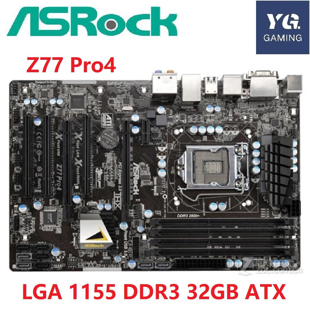 ASROCK Z77 Pro4 เมนบอร์ดเดสก์ท็อป Z77 ซ็อกเก็ต LGA 1155 DDR3 32GB ATX ใช้เมนบอร์ด