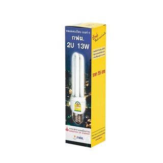 หลอดประหยัดไฟ กฟผ. ทรง2U 13 วัตต์ แสงสีขาว P.10 Energy saving lamp EGAT 2U shape 13 w. White light P.10