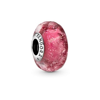 (พร้อมส่ง)*New*Pandora Wavy Fancy Pink Murano Glass Charm