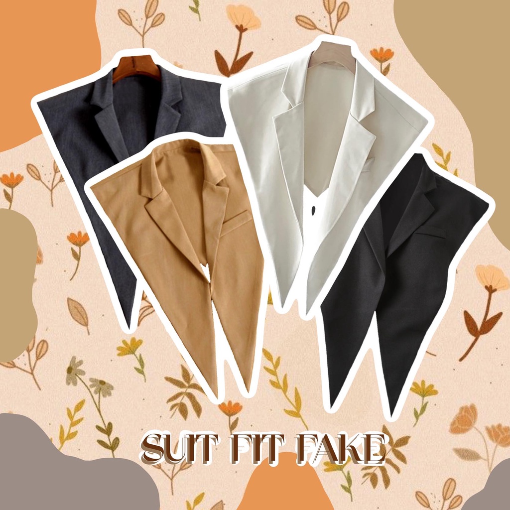 พร้อมส่ง 🤎SUITFIT FAKE🤎 สีดำผ้าหนา สีครีมผ้าบาง ปกคอถอดได้ สไตล์สูท ใส่ไปทำงานก็ดี หรือใส่ไปเที่ยวก็ยังได้