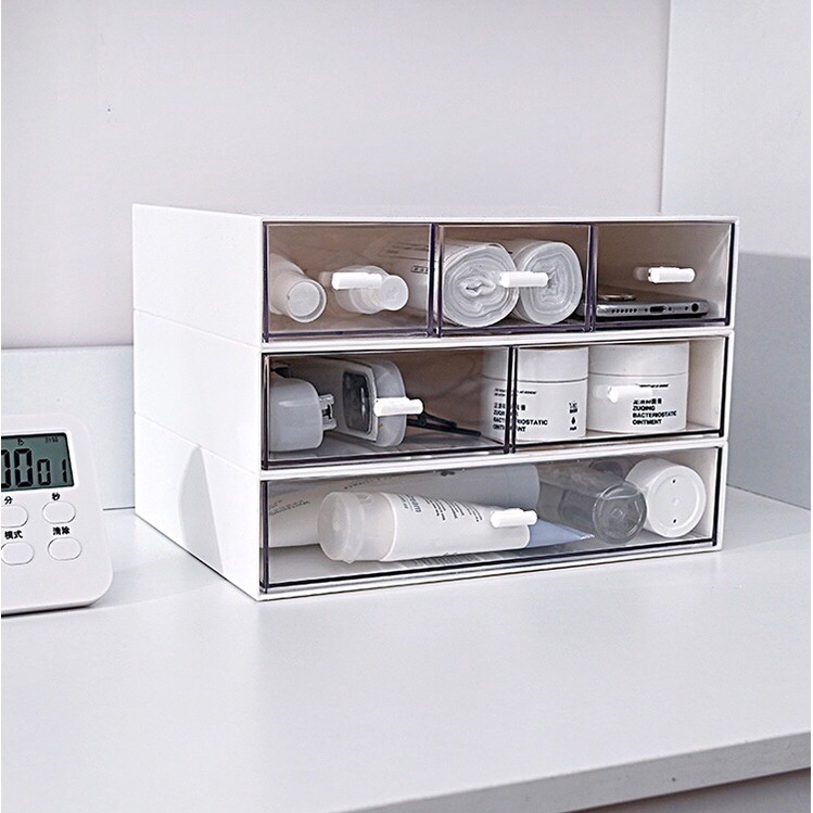 GaGiNang ฟรีสติกเกอร์2ใบ กล่องเก็บเครื่องสำอาง กล่องเก็บเครื่องเขียน กล่องเก็บของ แบบมีลิ้นชัก ชั้นวางของ เรียงซ้อนกัน - รูปที่ 5