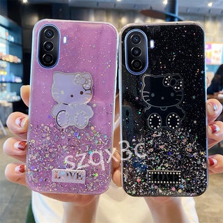 เคสโทรศัพท์ Huawei Nova Y70 /Nova 9 SE Nova 9 /Nova 8i Nova 8 /Huawei P50 Pro Glitter Starry Sky Phone Call Case Hello Kitty Cartoon Green Purple Pink Clear TPU Phone Back Cover Casing เคส NovaY70