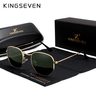 Kingseven 2022 แว่นตากันแดด คลาสสิก สะท้อนแสง ผู้ชาย หกเหลี่ยม ย้อนยุค แว่นตากันแดด สเตนเลส Oculos Gafas De Sol Shades