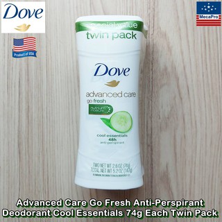 Dove® Advanced Care Go Fresh Anti-Perspirant Deodorant Cool Essentials 74g Each Twin Pack โดฟ ระงับกลิ่นกาย โรลออนสติ๊ก